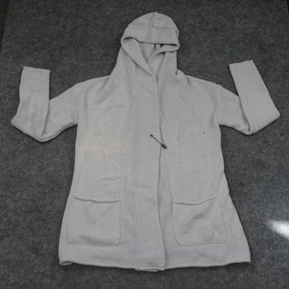 White + Warren Sweater Womens Small Hooded Pink Knit Pin Closure Relaxed Fit